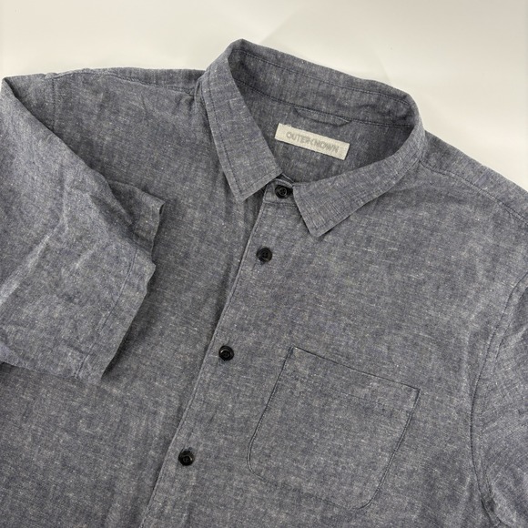 Outerknown Other - Outerknown Shirt Mens‎ Extra Large Blue Chambray Button Up Short Sleeve Hemp